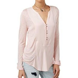 Lucky Brand roll tab sleeve v-neck blouse